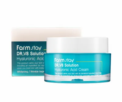 FarmStay DR-V8 Solution Hyaluronic Acid Cream (Koreański krem do twarzy   z hialuronem i kompleksem witamin)