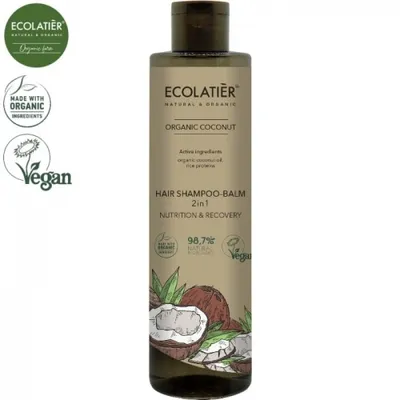 Ecolatier Organic Coconut, Hair Shampoo-Balm 2 in 1 Nutrition & Recovery (Szampon-balsam do włosów `Odżywianie i odnowa`)
