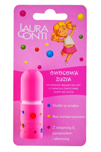 Laura Conti Owocowa Zuzia, Ochronny balsam do ust o zapachu owocowej gumy do żucia