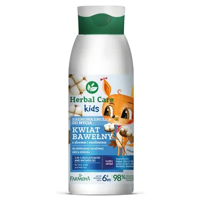 Herbal Care Kids, Kremowa emulsja do mycia `Kwiat bawełny`