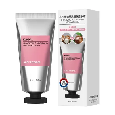 Kundal Shea Butter & Macadamia Hand Cream Baby Powder (Krem do rąk o zapachu pudru dla dzieci)