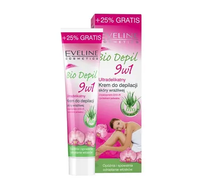 Eveline Cosmetics Bio Depil, Ultradelikatny krem do depilacji skóry wrażliwej 9 w 1