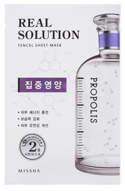 Missha Pure Real, Solution Tencel Sheet Mask Propolis (Wzmacniająca maska do twarzy w płacie)