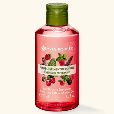 Yves Rocher Les Plasiris Nature, Bain Douche Energisant Framboise Menthe Poivree [Energizing Bath & Shower Gel] (Energizujący żel pod prysznic i do kąpieli `Malina i mięta pieprzowa`)