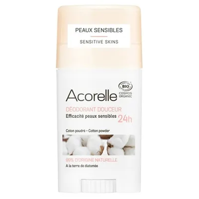 Acorelle Deodorant Douceur BIO Certifie Coton Poudre BIO (Delikatny dezodorant w sztyfcie do skóry wrażliwej)