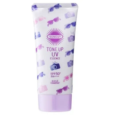 Kose Suncut Tone Up UV Essence SPF 50+ PA++++ Lavender (Krem z filtrem przeciwsłonecznym lawendowy)