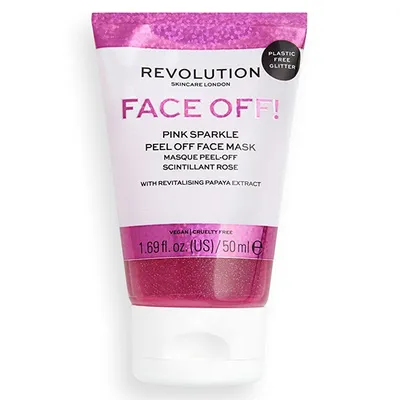 Revolution Skincare Face Off! Pink Sparkle Peel Off Face Mask (Brokatowa maska typu peel off)