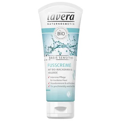 Lavera Basis Sensitiv, Fußcreme [Foot Cream] (Krem pielęgnacyjny do stóp z olejem z orzechów makadamia i glinką)