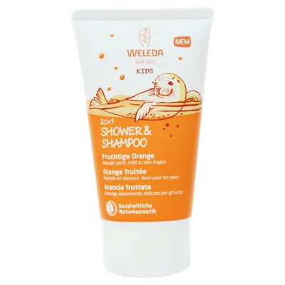 Weleda Kids, 2 in 1 Shampoo & Body Wash Fruchtige Orange (2 w 1 żel pod prysznic i szampon `Owocowa pomarańcza`)