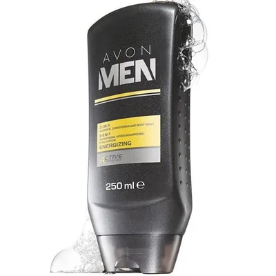 Avon Men, Active, Shampoo Conditioner and Body Wash 3 in 1 (Energetyzujący żel pod prysznic, szampon i odżywka do włosów 3 w 1)