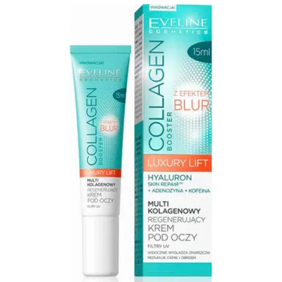 Eveline Cosmetics Collagen Booster, Luxury Lift, Multi kolagenowy regenerujący krem pod oczy z efektem Blur