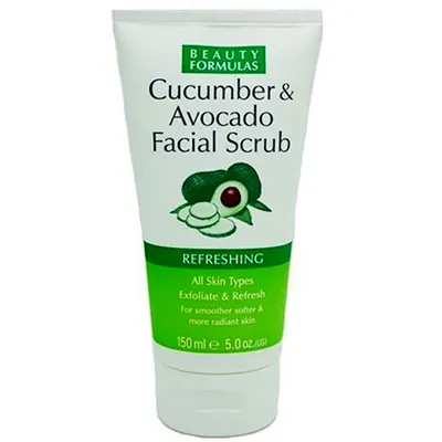 Beauty Formulas Cucumber & Avocado Facial Scrub (Złuszczający peeling do twarzy `Ogórek i Awokado`)