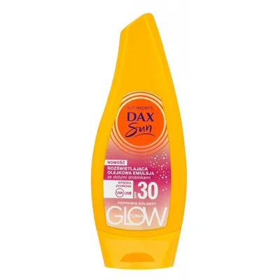 Dax Sun Turbo Glow, Rozświetlająca olejkowa emulsja ze złotymi drobinkami SPF30