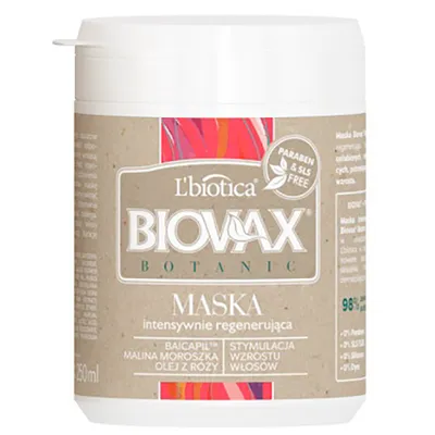L'biotica Biovax Botanic, Maska intensywnie regenerująca `Malina Moroszka i baicapil`