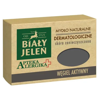 Biały Jeleń Apteka Alergika, Dermatologiczne mydło naturalne 'Węgiel aktywny'