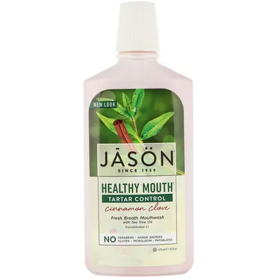Jason Natural Healthy Mouth, Fresh Breath Mouthwash with Cinnamon & Clove (Płyn do płukania ust z cynamonem i goździkami)