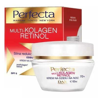 Perfecta Multi-Kolagen Retinol 70+, Silnie redukujący zmarszczki krem na dzień i na noc SPF 6