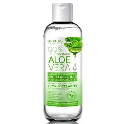 Revers Cosmetics 99% Soothing Aloe Vera, Oczyszczająco-łagodzący płyn micelarny z ekstraktem z aloesu i kwasem hialuronowym