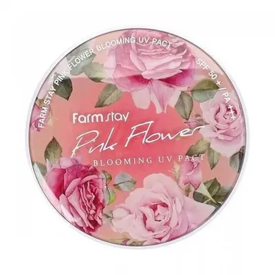 FarmStay Pink Flower Blooming UV Pact SPF 50+ PA ++++ (Kwiatowy puder z ochroną UV)