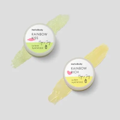 HelloBody Love is Love & Skin is Skin,  Hope x Joy Rainbow Kiss Lip Scrub + Raibow Rich Lip Balm (Zestaw do pielęgnacji ust)