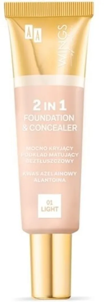 AA Wings of Color 2 in 1 Foundation & Concealer (Mocni kryjący podkład matujący beztłuszczowy 2 w 1)