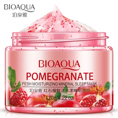 Bioaqua Pomegranate, Fesh Moisturizing Mineral Sleep Mask (Granat, Nawilżająca maseczka do twarzy na noc)