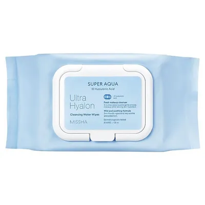 Missha Super Aqua Ultra Hyalron Cleansing Water Wipes (Oczyszczające chusteczki nasączone płynem micelarnym)