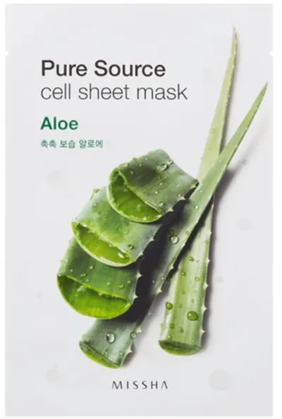 Missha Pure Source, Cell Sheet Mask Aloe (Maseczka w płachcie z wyciągiem z aloesu)
