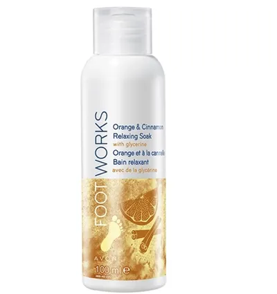 Avon Foot Works, Orange & Cinamon Comfort Relaxing Soak (Kojąca kąpiel do stóp `Cynamon i pomarańcza`)