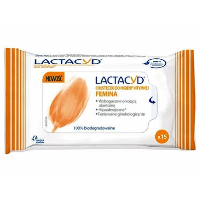Lactacyd Femina, Chusteczki do higieny intymnej (nowa wersja)