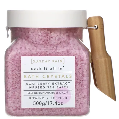 Sunday Rain Bath Crystals Acai Berry Extract Infused Sea Salts (Kryształki do kąpieli o zapachu jagód acai)