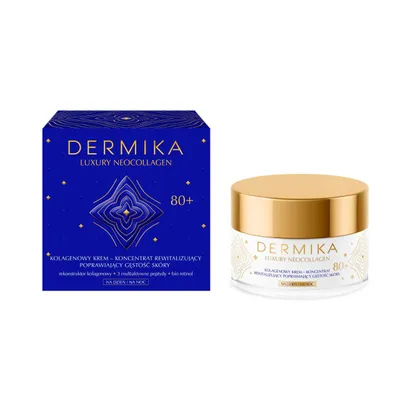 Dermika Luxury Neocollagen, Kolagenowy krem - koncentrat rewitalizujący, poprawiający gęstość skóry 80+