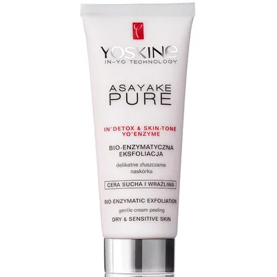 Yoskine Asayake Pure, Bio-enzymatyczna eksfoliacja, Delikatnie złuszczający peeling kremowy do cery suchej i wrażliwej