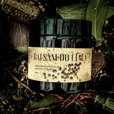 Trawiaste Balsam do ciała `Żywica frankincense – porzeczka doprawiony daglezją`