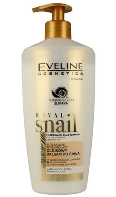 Eveline Cosmetics Royal Snail Terapia Śluzem Ślimaka, Intensywnie regenerujący olejkowy balsam do ciała