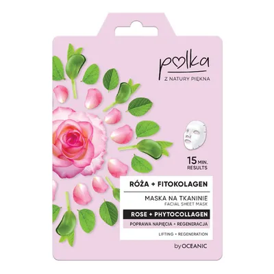 Polka Maska na tkaninie `Róża + fitokolagen`