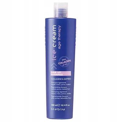 Inebrya Ice Cream, Age Therapy Hair Lift, Shampoo Collagene & Zaffiro (Regenerujący szampon z kolagenem i szafirem do włosów dojrzałych i o porowatej strukturze)
