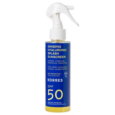 Korres Cucumber Hyaluronic Splash Sunscreen  Spray SPF50 (Spray ochronny z żeń-szeniem i kwasem hialuronowym SPF50)