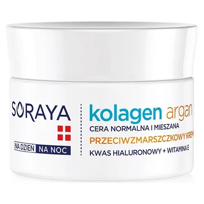 Soraya Kolagen & Argan, Przeciwzmarszczkowy krem nawilżający na dzień i na noc do cery normalnej i mieszanej