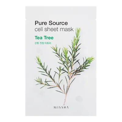 Missha Pure Source, Cell Sheet Mask 'Tea tree' (Bawełniana maseczka z ekstraktem z drzewa herbacianego)