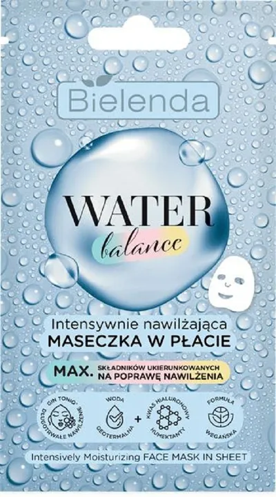 Bielenda Water Balance, Intensywnie nawilżająca maseczka w płacie