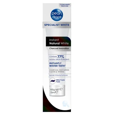 Carter-Wallace Pearl Drops, Instant Natural White Toothpaste (Pasta wybielająca z aktywnym węglem)