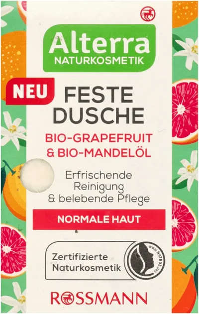Alterra Feste Duche Bio-Grapefruit & Bio  Mandelöl (Mydlo w kostce pod prysznic `Grapefruit Bio i olej migdałowy Bio`)