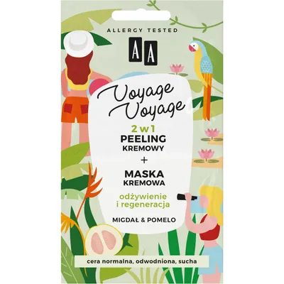 AA Voyage Voyage, 2w1 Peeling kremowy + maska kremowa `Migdał i pomelo`