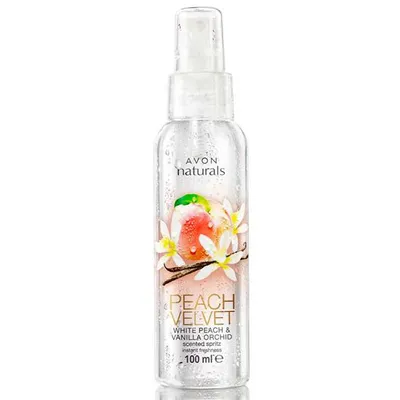 Avon Naturals, Peach Velvet  White Peach & Vanilla Orchid Scented Spritz (Mgiełka do ciała `Brzoskiwnia`)