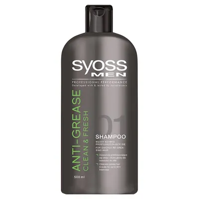 Syoss Men, Anti-Grease Clean & Fresh, Shampoo (Szampon do włosów szybko przetłuszczających się)