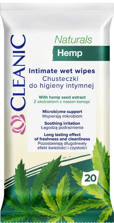 Cleanic Naturals Hemp, Chusteczki do higieny intymnej