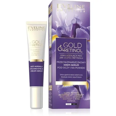 Eveline Cosmetics Gold & Retinol, Przeciwzmarszczkowy krem-serum pod oczy i na powieki