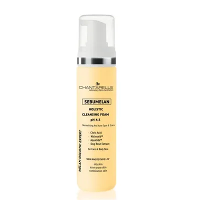 Chantarelle Sebumelan, Holostic Cleansing Foam (Pianka oczyszczająca pH 4,5 normalizująca i rozjaśniająca przebarwienia pozapalne i blizny)