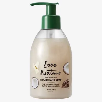 Oriflame Love Nature, Nourishing Liquid Hand Soap with Organic Cocoa Butter & Coconut Oil (Odżywcze mydło do rąk w płynie)